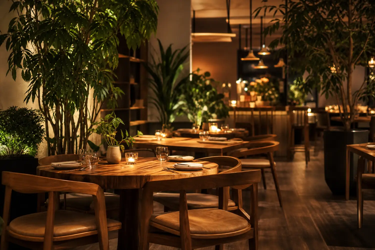 Warm restaurant interior used as a website photography example